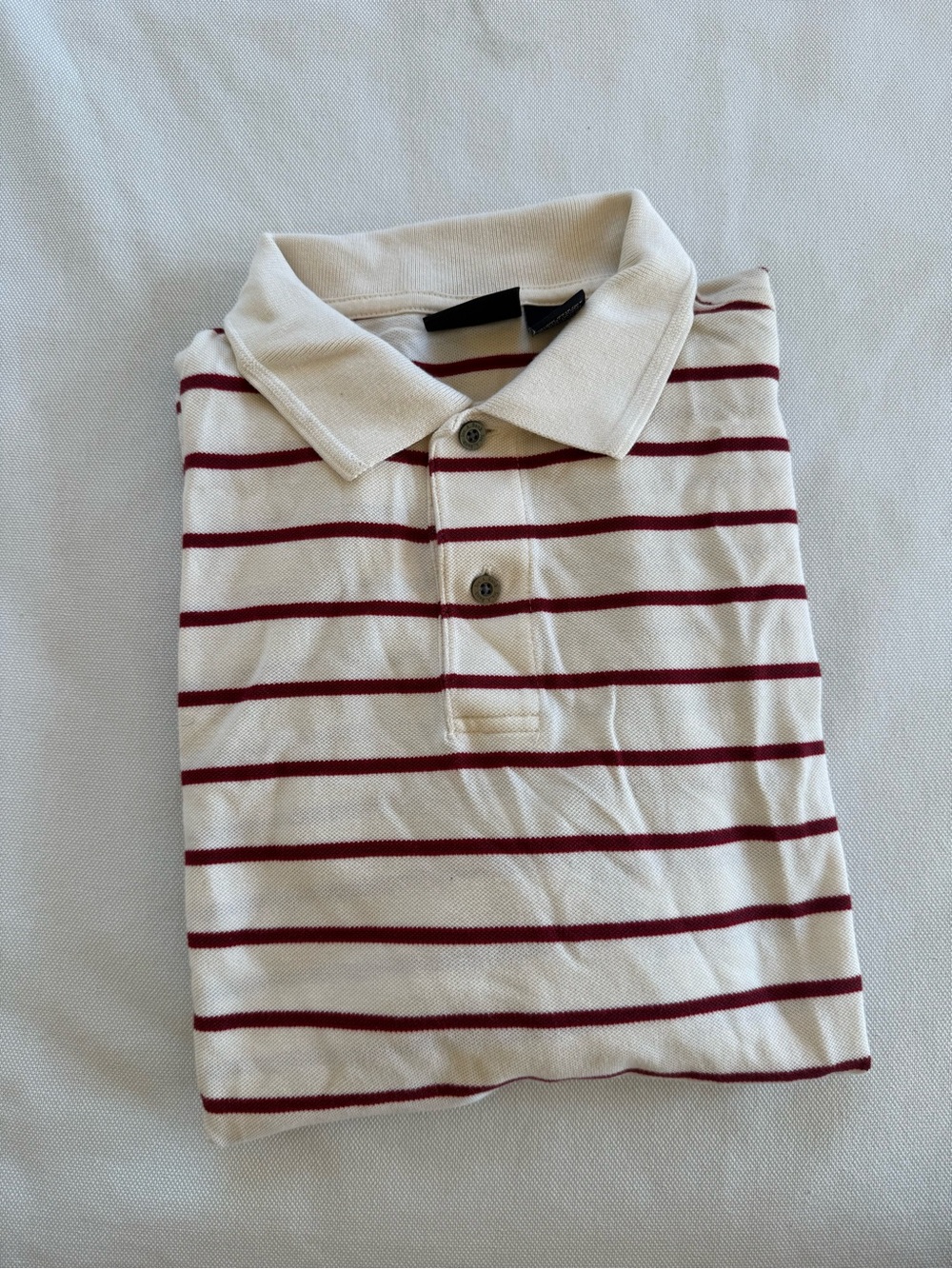 Jos. A. Bank Cream Polo with Burgundy Stripes
